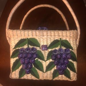 Beautiful hand woven 10x10 basket w/purple grapes